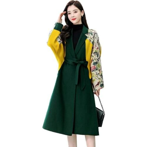High-End Women new Wool Coat Autumn Winter Korean Temperament Slim Long Woolen Coat Female Fashion Elegant Wool Outwear R726