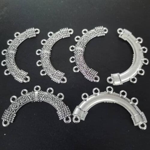 High Quality 25 Pieces/Lot 22x46mm Antique Silver Plated Metal Alloy Connector Charms Pendants