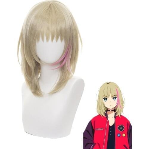 Takerlama Wonder Egg Priority Kawai Rika Cosplay Wig Girl Short Goden Pink Heat Resistant Hair Halloween Costume Role Play