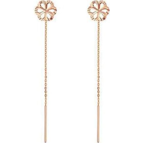 ZHIXI Genuine 18K AU750 Gold Stud Earrings Simple Plum Blossom Design for Women Tassel Earrings Fine Jewelry 2020 E527