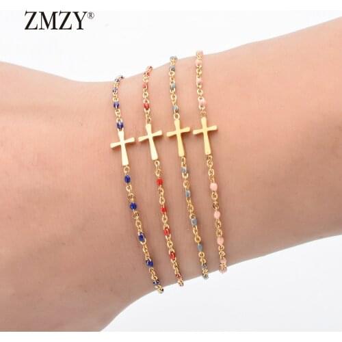 ZMZY Thin Gold Charm Cross Bracelets & Bangles For Women Jewelry Adjustable Bohemian Chain Stainless Steel Bracelet Jewellery