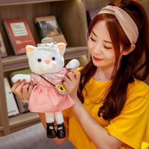 1PC 27cm Cat Plush Toys Floral Skirt Cat Stuffed Doll Soft Animal Dolls Fat Cat Stuffed Toys Dolls Pillow For Kids Girl Gifts