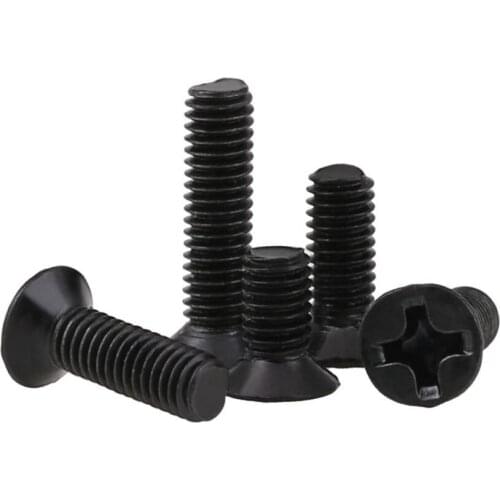 100Pcs M2 M2.5 M3 Black countersunk head small screw flat head mechanical small screw