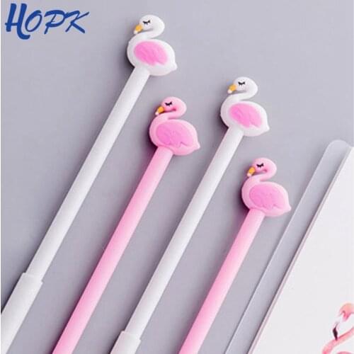 2 pcs/lot Creative Cute Flamingo Swan Gel Pen 0.38mm Signature Pen Escolar Papelaria School Office Stationery Supply Gift