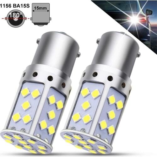 2Pcs Super Bright 1156 P21W BA15S 3030 35SMD LED Car Bulbs Wide Voltage 12V 24V For Reversing Reverse Lights, Turn Signal Lights