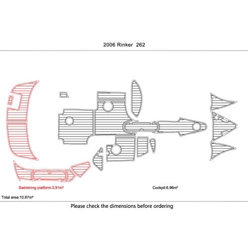 2006 rinker 262 Cockpit swimming platform non-slip 6mm mat EVA teak deck floor