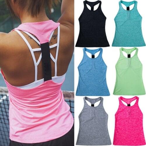 2019 Casual Womens Ladies Sleeveless Yoga Shirts Vest Tank Top Gym Running Stretch Cool Dry Wicking Fitness Yoga Top T-shirt