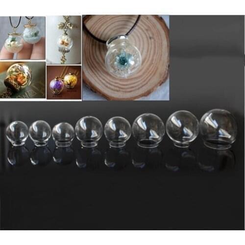 30pcs Mix size hollow round glass globe orb glass vials pendant glass bottle globe bubble diy jewelry necklace pendant accessory