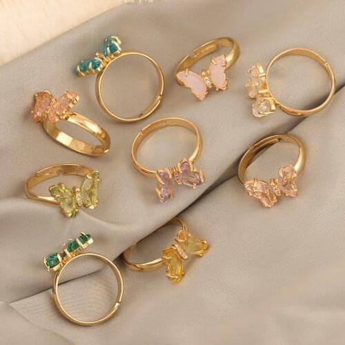 HAOSAW 2Pcs Jewelry Accessories/Adjustable/Crystal Rings/DIY Making/Butterfly Shape/Hand Made/Jewelry Findings & Components