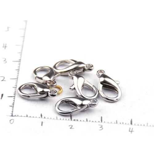 Free Shipping 100PCS 14*7MM Rhodium Plated iron Clasps for jewelry Lobster Clasp Diy Jewelry Findings Accessories wholesale