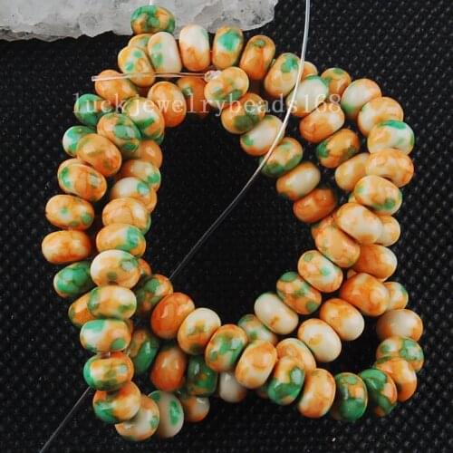 Free shipping Women Fashion Jewelry 4x6mm Fashion Orange Green Jaspe Abacus Loose Beads 15.5" FG6309