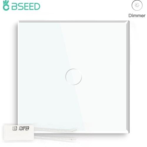 Bseed Touch Dimmer 1 Gang 1 Way EUtandard Touch Sensor Dimmer Switch Black White Golden 3 Colors With Crystal Glass Panel