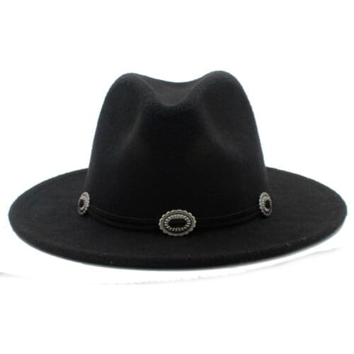 Womens Mens Wool Felt Fedora Hat With Fashion Belt Size 56-58CM