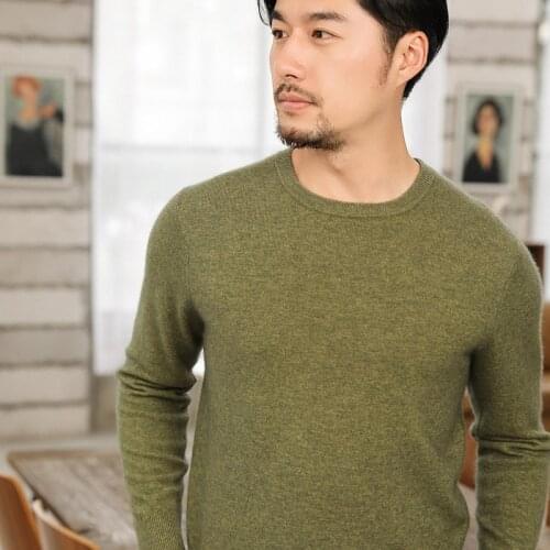 Hot Sale Oneck Sweaters Man 100% Pure Goat Cashmere Knitted Jumpers male 4Colors Soft Warm Pashmina Knitwear Pullovers