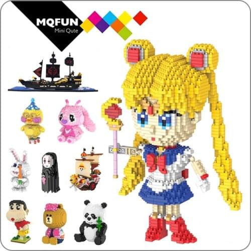 HC big cartoon Anime panda black pearl ship stitch plastic building blocks bricks game DIY assembly models educational toys