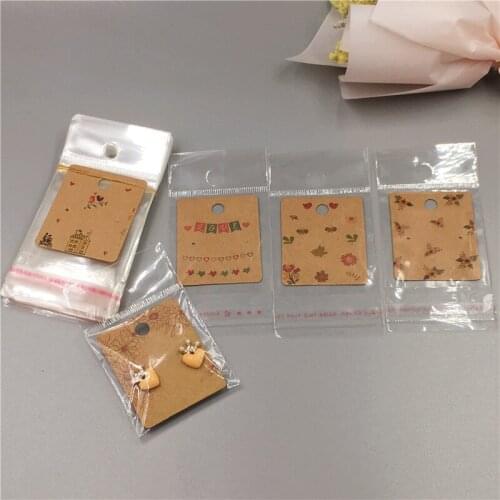 Various Paper Cardboard for Stud Earrings Displays Cards Handmade Kraft Paper Card Fashion Jewelry Packaging Cards 50Sets
