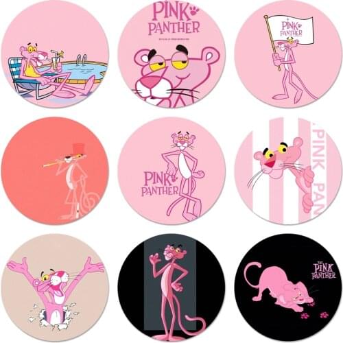 Kawaii Pink Panther New Multi Icons Pins Badge Decoration Brooches Metal Badges For Backpack Decoration 58mm