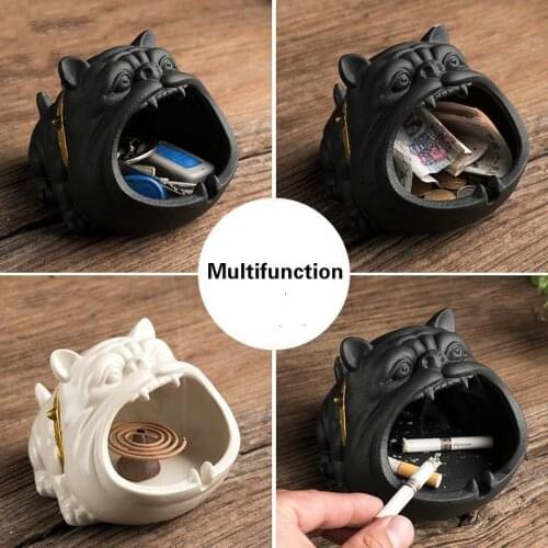 Ceramic Cartoon Animal Cute Dog Ashtray Creative Smoking Holder Desktop Storage Organizer Office Home Decoration Ornaments Gift
