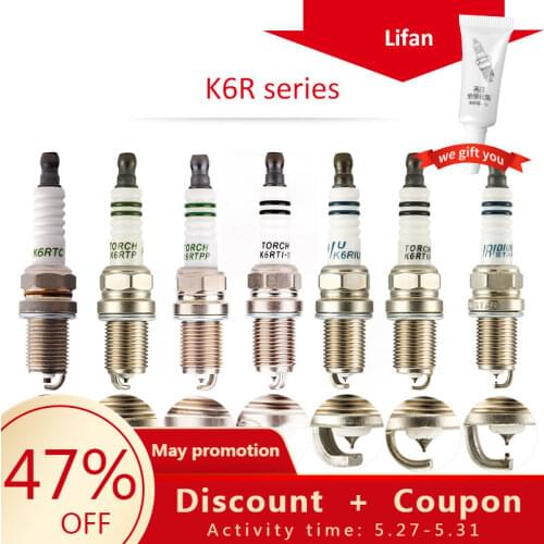 4pcs/lot China original TORCH spark plugs K6R series for LIFAN 820 ;BREEZ;CEBRIUM;CELLIYA (530);SMILY;SOLANO;X50;X60