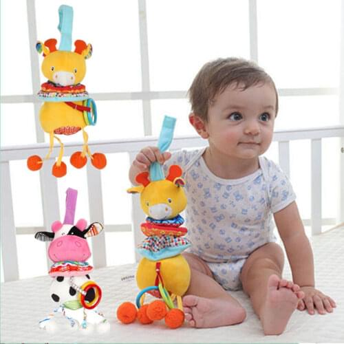 Multifunctional Newborn Baby Toys Rattles Mobiles Soft Infant Pram Stroller Car Bed Rattles Hanging Cartoon Animal Plush Toys