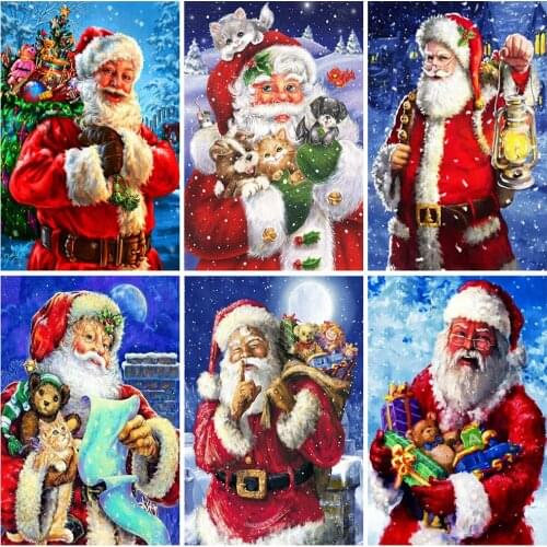 MomoArt Diamond Painting Santa Claus Cross Stitch 5D DIY Diamond Embroidery Christmas Cartoon Rhinestone Art Home Decor Gift