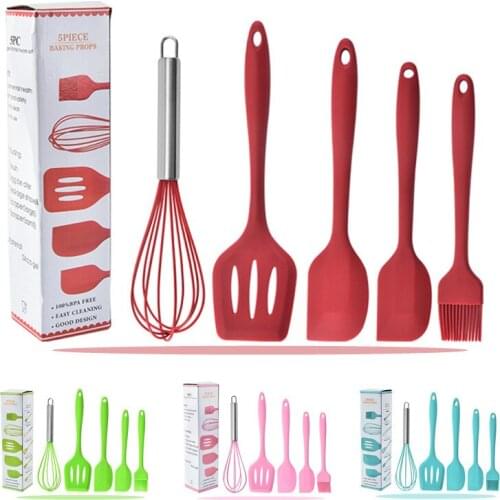 5pcs/set Kitchen Baking Tool Set Silicone Bakingware Whisk Brush Bread Cake Butter Spatula Non-stick Silicone Kitchen DIY Tool