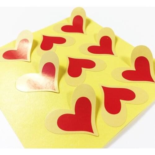 90 Pcs/lot Cute Red Heart Shape Kraft Paper Seal Sticker For Handmade Products/New Year Gift Package Label