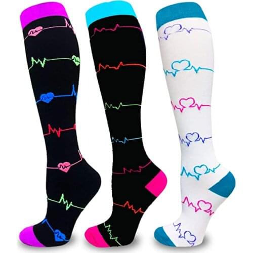 Unisex Compression Socks Heart Cat Dog Prints Golfs Tube Men Women Outdoor Running Cycling Long Pressure Stockings Thigh High