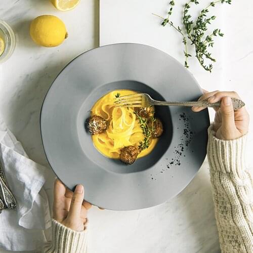 New Straw Hat Pasta Plate Creative Western-style Tableware Plate Irregular Home Western Soup Plate Northern European Tableware