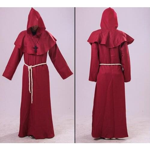 New 2018 Medieval Cosplay Costume Renaissance Monk Priest Clothing Cloak Cape Robe Women Men Halloween Medieval Dress Costume