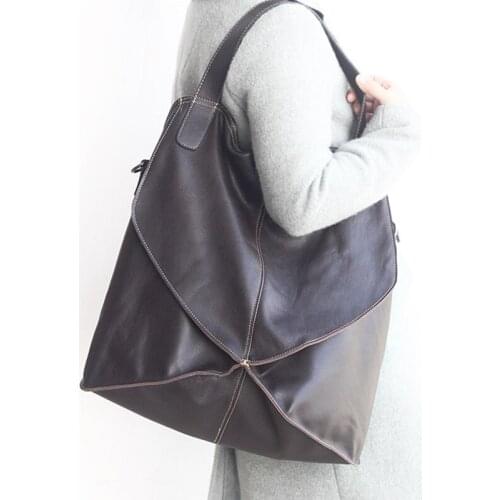 2018 New Genuine Leather Bags For Women Large Size Thread Patchwork Soft Leather Shoulder Bags sac a main femme