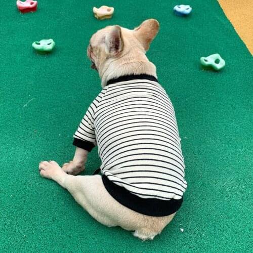 Parent-Child Matching Dog Costumes for Small Medium Dogs Striped French Bulldog Tshirt Lovely Dog Vest Chihuahua Pets Clothing