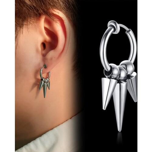 Punk Spike Dangle Drop Hoop Earring Women Teen Girls Men Charms Geometric Earrings HipHop Jewelry
