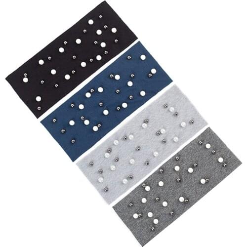 Women Pearls Headband Rhinestones Hair Accessories For Girls Ladies Summer Cotton Hairbands Elastic Hair Band Shine Black Pearl