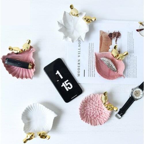 Nordic Ceramic Jewelry Pallet Creative Seasoning Disk Dressing Table Bathroom Supplies Home Decoration Crafts Storage Plates