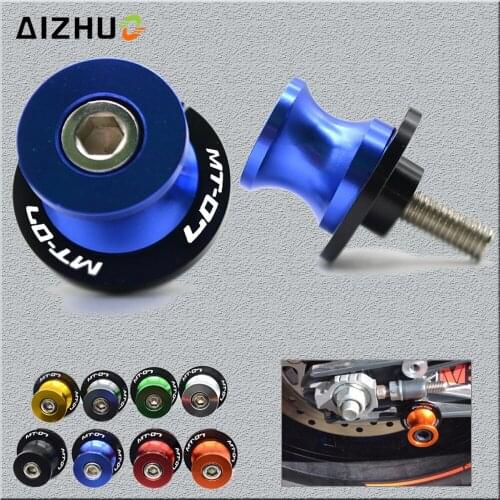 With MT-07 6mm Swingarm Sliders Spools Motorcycle Accessories CNC Aluminum Rear Axle Sliders For Yamaha MT07 MT 07 MT-07