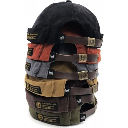 Corduroy Brimless Skull Watch Cap Work Beanie Docker Leon No Brim Rolled Cuff Harbour Hat Sailor Skullcap Men Women Strapback