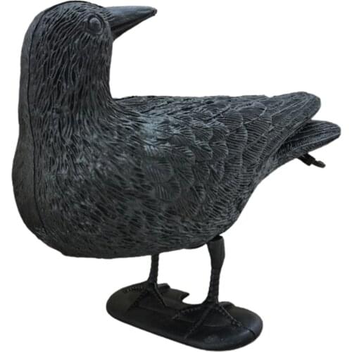Black Lifesize Hunting Crow Decoy w/Feet Stake Artificial Bird Raven Scarecrow Garden Decoration