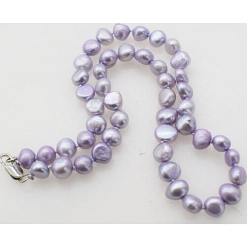 Freshwater pearl baroque violet necklace 7-8mm 16inch FPPJ wholesale beads nature BIG SIZE PEARL FOR GIFT