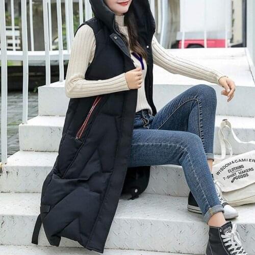 Women Lightweight Quilted Vest Harajuku Loose Zip Gilet Warm Down Outer Vests Fashion Hooded Coats Outdoor Female Clothing 2021