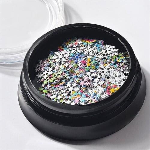 1 Box Colored Snowflake Christmas 3D Nail Art Stickers Foils Winter Nails for