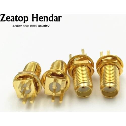 100Pcs Brass Gold SMA Female Jack Panel Mount LONG PCB Solder Straight PCB Connector SMA-KE 13 Tooth Pattern Connector
