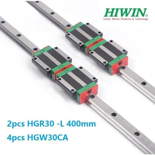 2pcs origial Hiwin rail HGR30 -L 400mm linear guide + 4pcs HGW30CA HGW30CC flange carriage blocks for cnc router