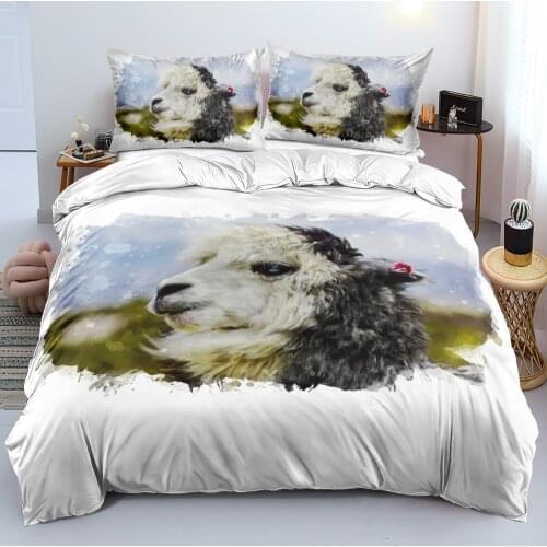 3D Custom Duvet/Quilt/Comforter Cover Bedding Sets Cartoon 220x240 King Bed Linen Set Queen Size Lovely Alpacas Home Texitles