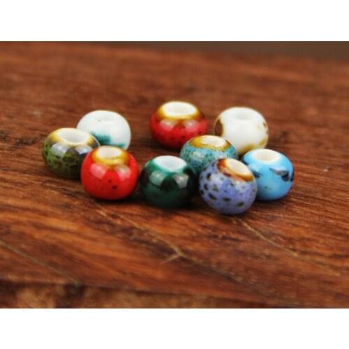 50 PCS 6mm Ethnic Style Fashion Ceramic Beads DIY Hole Beads Handmade Porcelain Beads 9 Colors For Jewelry Making