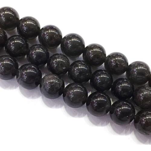 6-10mm Natural smooth round Black hecatolite /moonstone stone beads For DIY necklace bracelet jewelry making 15 "free delivery