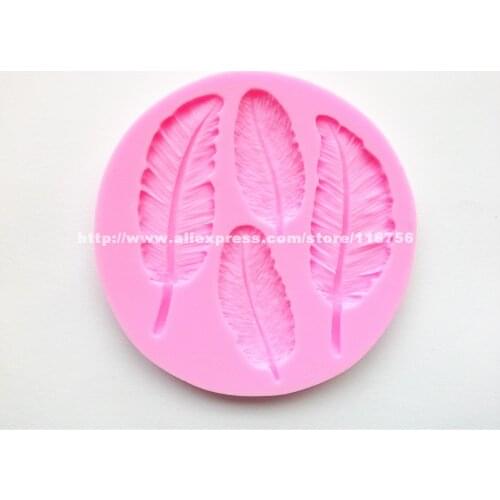 Free Shipping Flower Shaped Silicone Mold Cake Decoration Fondant Cake 3D Food Grade Silicone Mould Feather 177