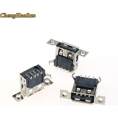 ChengHaoRan Micro USB 2.0 Female Jack 4Pins USB Port Dock Connector Tail Charging Socket With Screw Holes