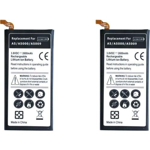 Ciszean 2pcs/lot 2600mAh EB-BA500ABE Replacement Battery For Samsung Galaxy A5 (2015) A5000 A5009 SM-A500F A500F SM-A500FU