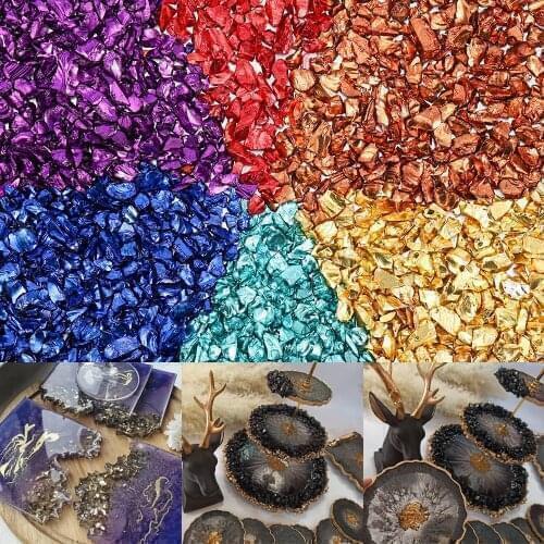 20g/lot Multi-color Mixing Nail Art Crushed Glass Nail Stones Broken Glass Stone for DIY Epoxy Resin Filler Necklace Pendant